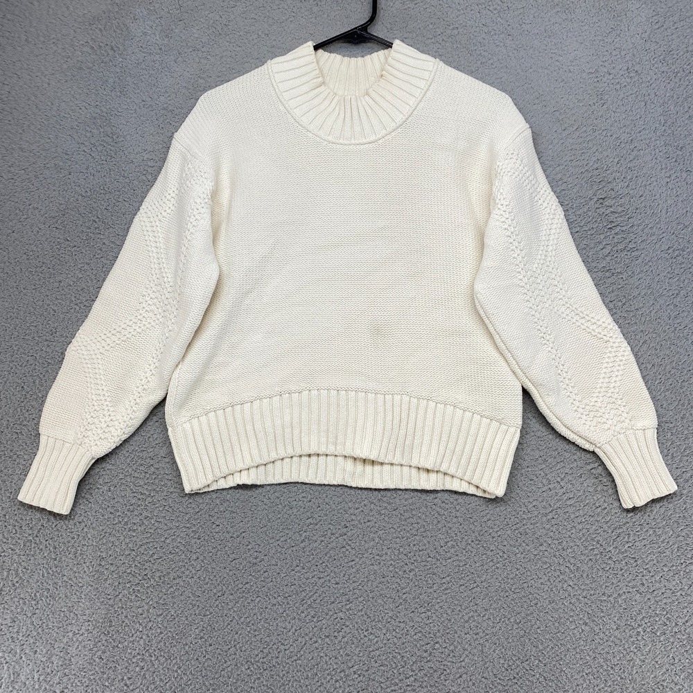 Everlane Sweater Womens Small Boxy‎ Mock Neck Cream Knit Neutral Pullover Ivory